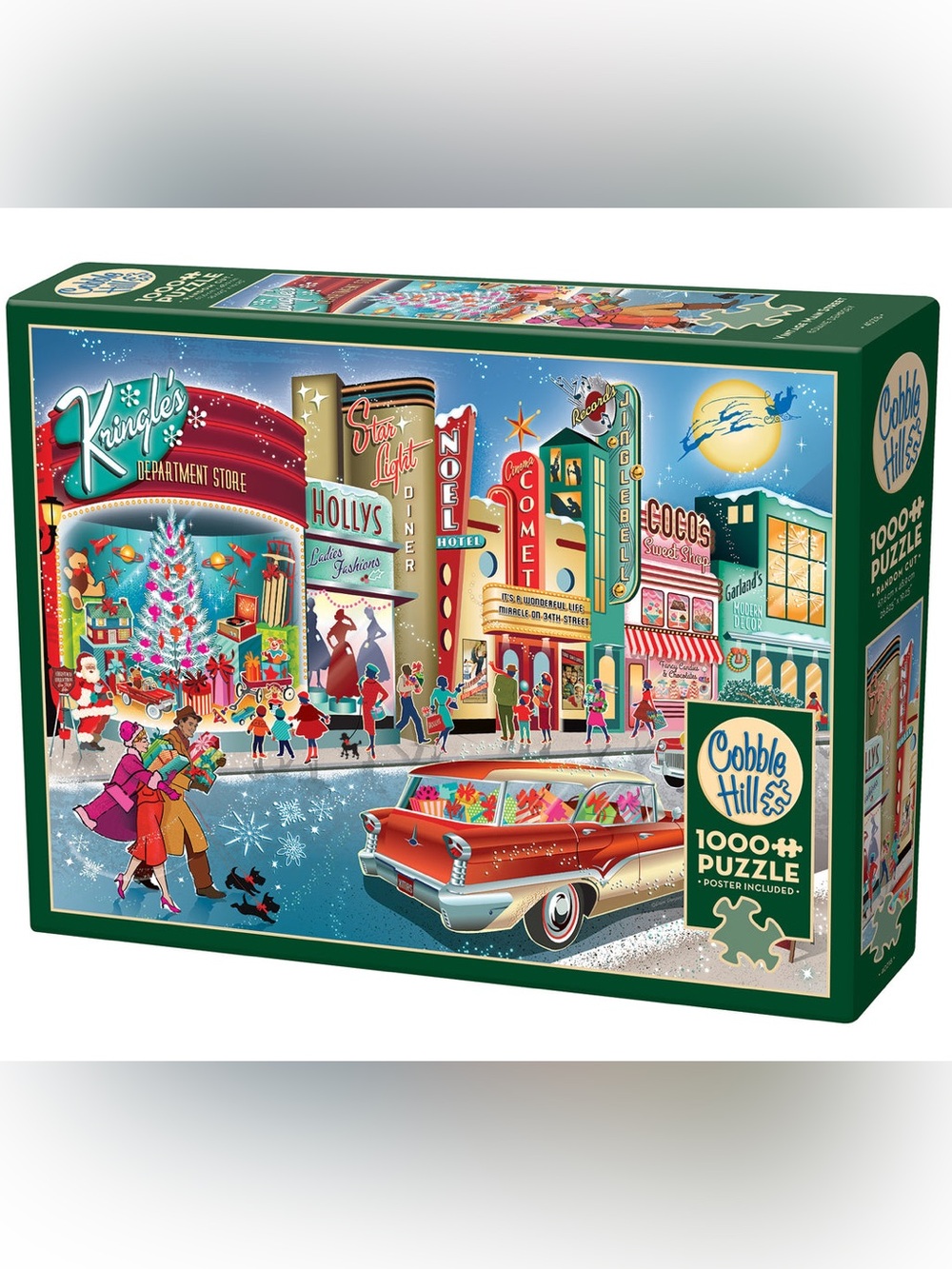 Cobble Hill 1000-Piece puzzle Vintage Holiday Main Street Christmas shopping